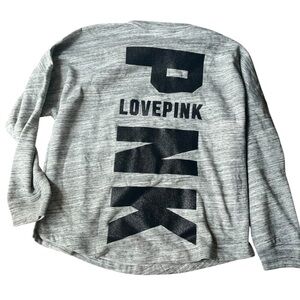 NWT VICTORIA'S SECRET VS PINK Glittery Graphic Varsity Crew Sweatshirt